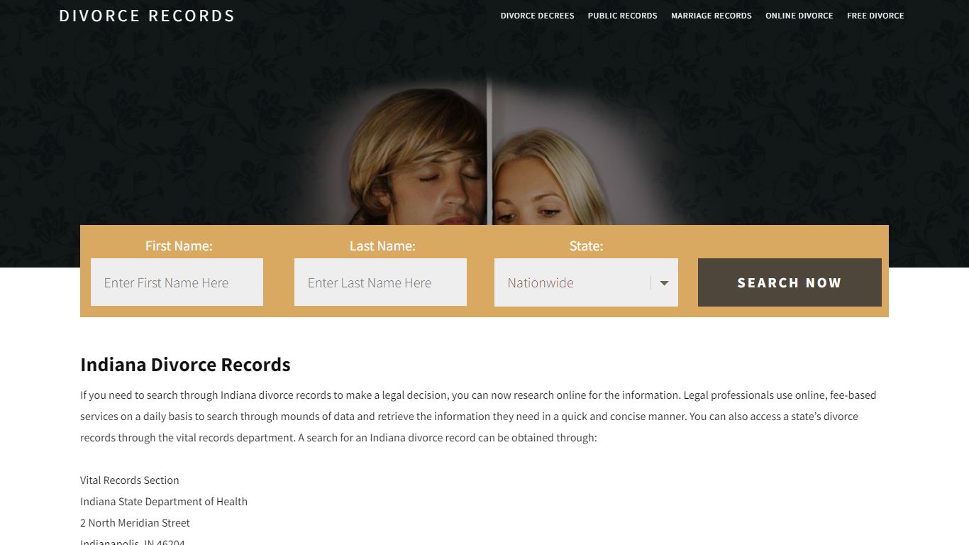 Indiana Divorce Records | Enter Name & Search | 14 Days FREE