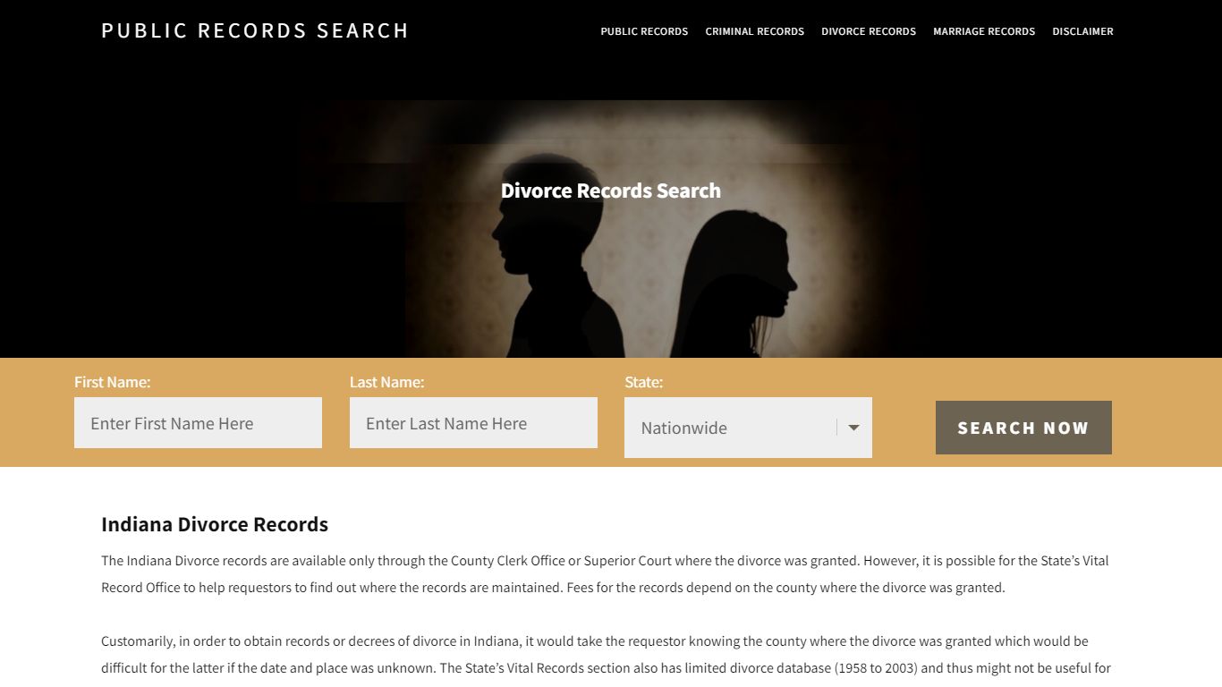 Indiana Divorce Records | Enter Name and Search | 14 Days Free